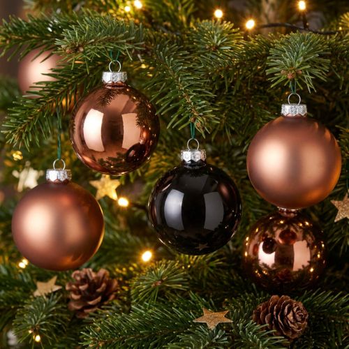 Weihnachtskugeln Silber Apricot Glaskugeln Ø6cm 24 St | Floristik24.de
