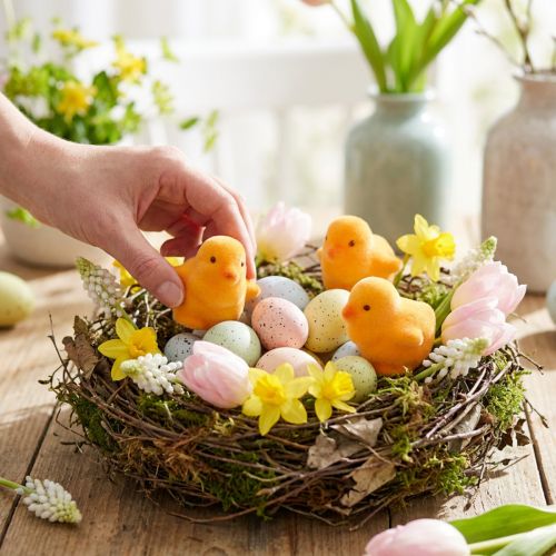 Kleine Osterküken Gelb Orange Beflockt H4,5cm 18 St | Floristik24.de