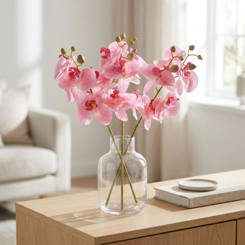 Künstliche Orchideen Pink 56cm 3 St Kunstblumen
