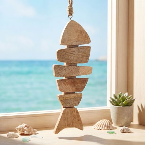 Holzfisch zum Hängen Maritim Jute Natur 27cmx2cmx10cm | Floristik24.de