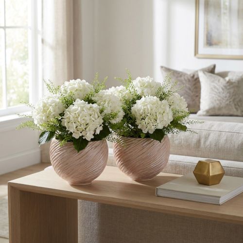 Keramik Pflanzschale Creme Rosa Ø15cm 2er Set