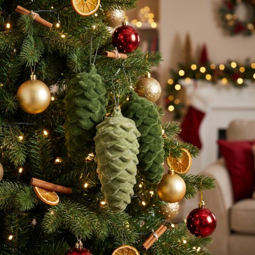 Deko Tannenzapfen Grün Aufhänger Weihnachtsdeko 6er Set | Floristik24.de