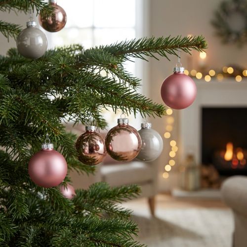 Weihnachtskugeln Glas Rosa Grau Ø50mm 24 St