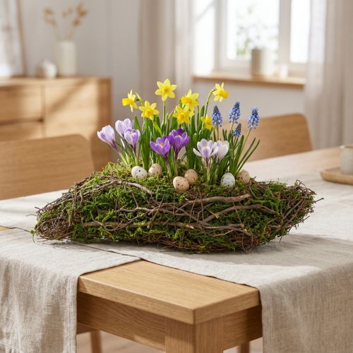 Pflanzwelle Reben Kleine Pflanzschale mit Moos 31×15×7cm | Floristik24.de