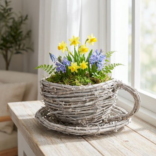 Teetasse Naturmaterial mit rustikalem Charme für exklusive Indoor Dekoration 13cm | Floristik24.de