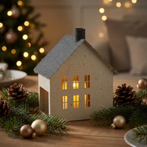 Lichthaus Metall Haus Windlicht Dekoration 16cm | Floristik24.de