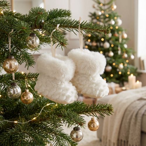 Stiefel mit Fell Stiefelchen Christbaumschmuck Weiß 7cm 2St | Floristik24.de