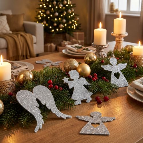 Streudeko Weihnachten Engel Deko Silber Glitter H8cm 24 St | Floristik24.de