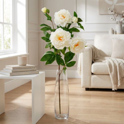 Seidenblume Pfingstrose cremeweiß 135cm künstlich