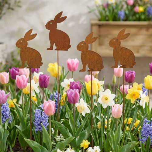 Gartenstecker Rost Hase Gartendeko Osterdeko 11cm×15cm 4St | Floristik24.de