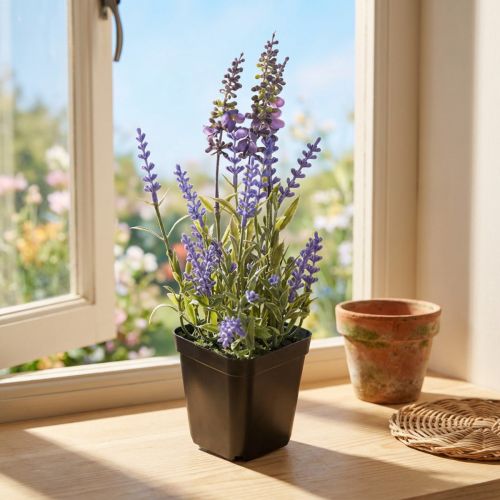 Künstlicher Lavendel im Topf Blühende Kunstpflanzen 25cm | Floristik24.de
