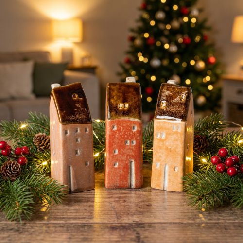 Artikel Dekohaus Keramik Miniatur Häuschen Fenster 14cm 3St