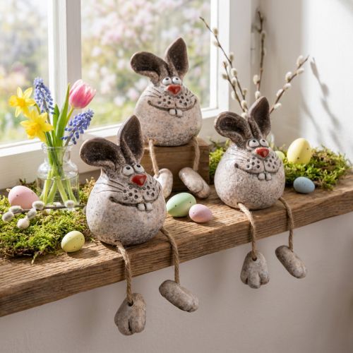 Hase Keramik Deko Kaninchen Kantenhocker 6,5×7×9,5cm 3 St | Floristik24.de
