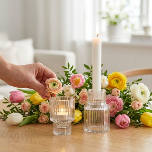 Stabkerzenhalter Glas Teelichthalter Ø5cm H8cm 4 St | Floristik24.de