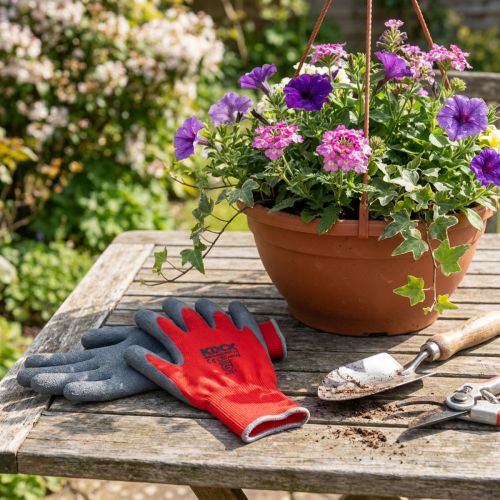 Kixx Nylon Gartenhandschuhe Gr.8 Rot, Grau | Floristik24.de