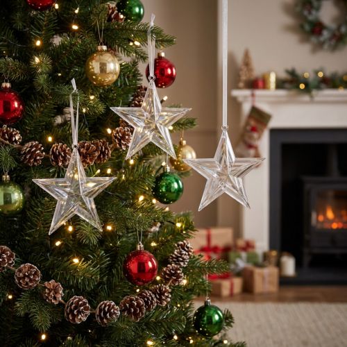 Stern zum Hängen Plastik klar Christbaumschmuck 15cm 6St | Floristik24.de