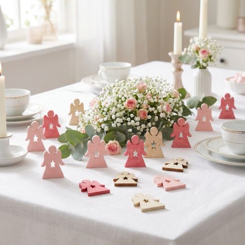 Engel aus Holz zum Streuen Pink, Rosa, Weiß 4cm 72 St | Floristik24.de