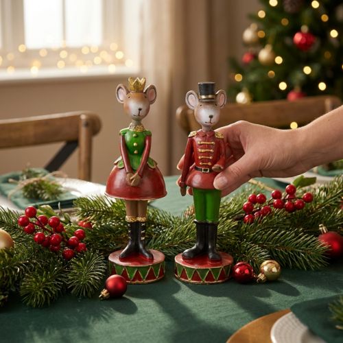 Weihnachtsmaus Mäuse Deko Figuren 14,5cm Rotgrün 2St | Floristik24.de