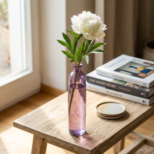 Hohe Blumenvase Lila Glas Ø6,5cm H30cm