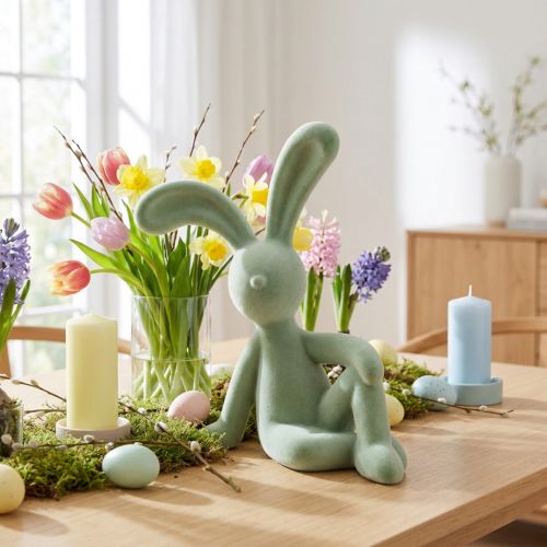 Dekofigur Hase 38cm in Salbeigrün – Frühlingsdeko