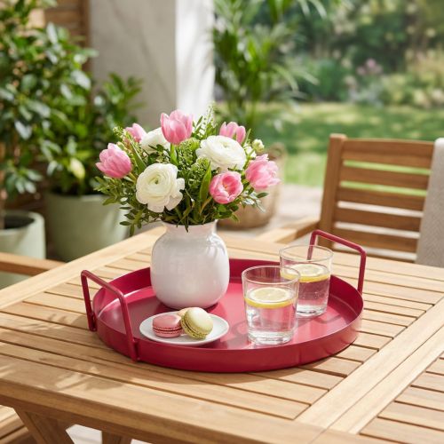 Rotes Tablett 22cm rund vielseitig und praktisch