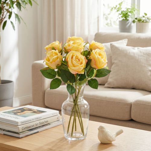 Rosenstrauß Blumenarrangement für elegante Dekoration im Wohnbereich 44cm 6St | Floristik24.de