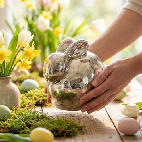 Hase Silber Antik H14,5cm | Floristik24.de