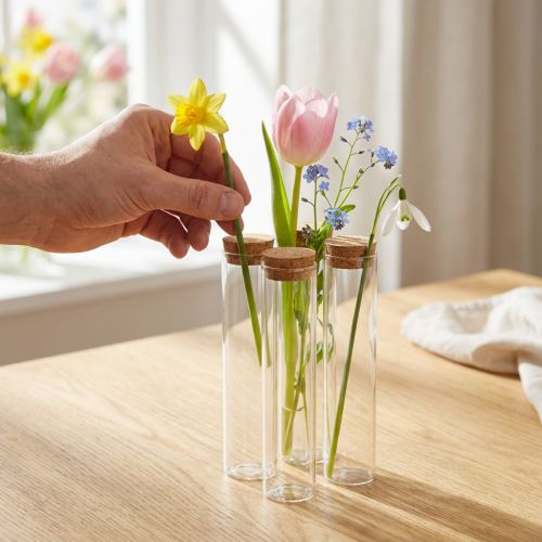 Reagenzglas Deko Vase mit Kork Deckel Ø4cm H18cm 6 St | Floristik24.de