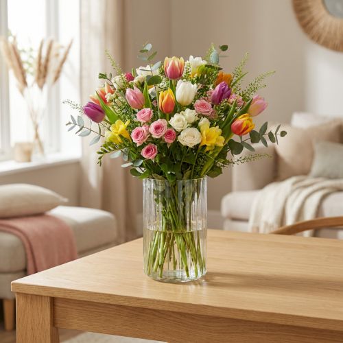 Vase Glas Streifenstruktur 19cm Modernes Design