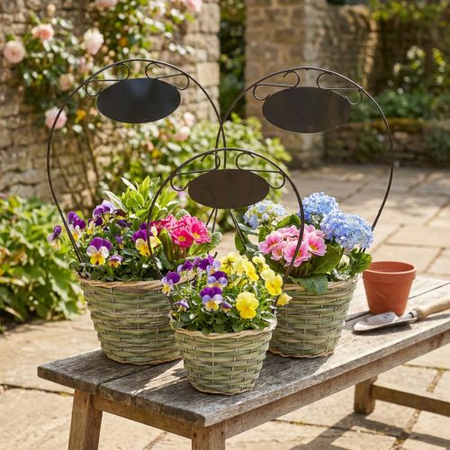 Blumenkorb Set Metall Ø23/20/17cm mit Henkel