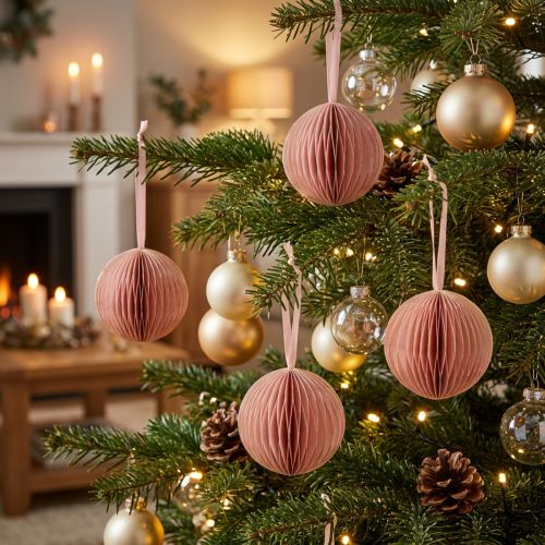 Wabenkugel Weihnachten Apricot Rosa 7cm 4 Stk Deko | Floristik24.de