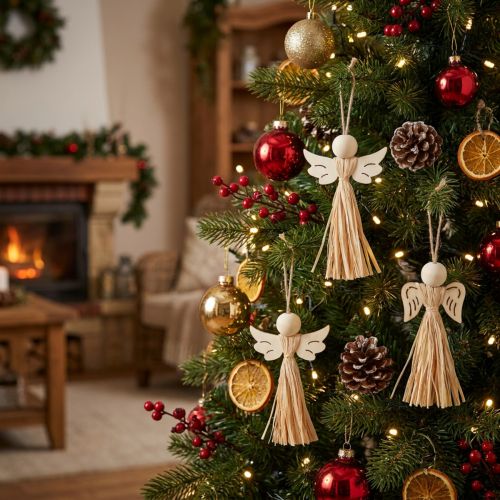 Weihnachtsengel Christbaumschmuck Engel Bast 11cm 12 St | Floristik24.de
