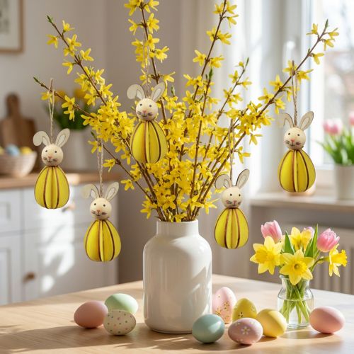 Osterdeko zum Hängen Osterhasen Holz Hängedeko H9,5cm 8 St | Floristik24.de