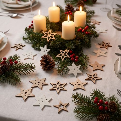 Streudeko Weihnachten Holzsterne Weiß/Natur Ø4cm 72 St | Floristik24.de