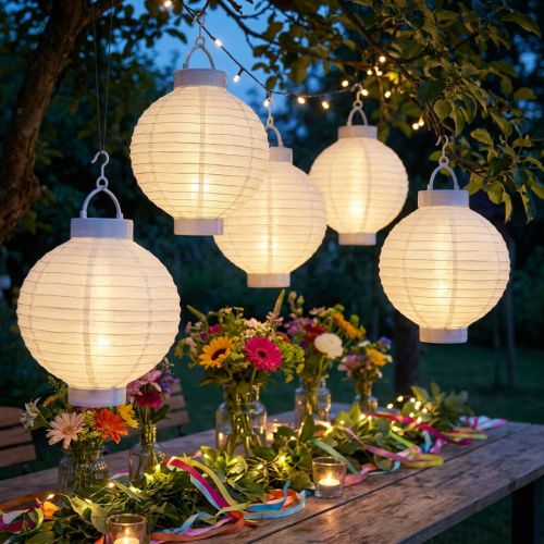 Lampion LED mit Solar 20cm Weiß | Floristik24.de