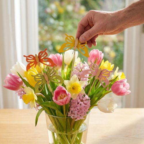 Blumenstecker Schmetterling Deko Holz Farbig 8,5cm 12St | Floristik24.de