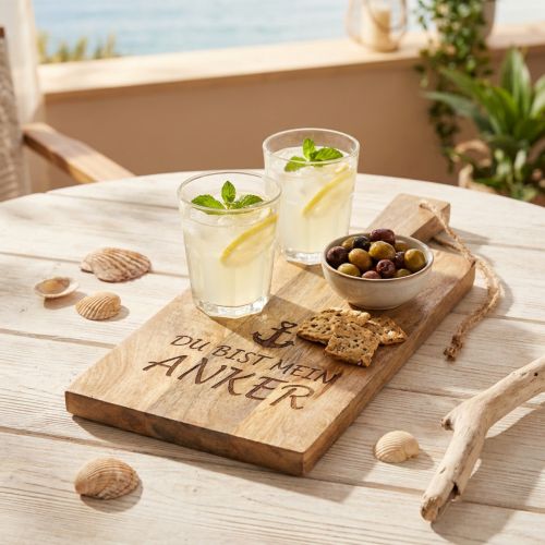 Maritime Deko Tablett, Holztablett Anker Deko Holz 37,5cm | Floristik24.de