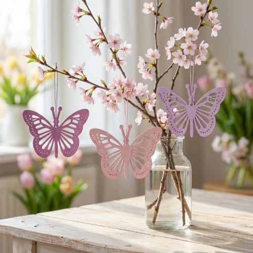 Deko Schmetterlinge Dekohänger Lila/Pink/Rosa 12cm 12St | Floristik24.de