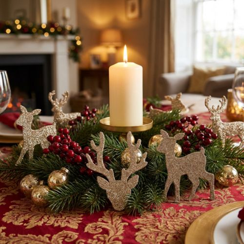 Streudeko Weihnachten Hirsch Deko Gold Glitter 6×8cm 24 St | Floristik24.de