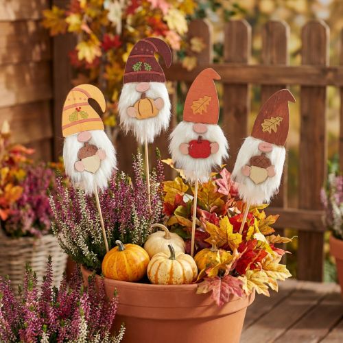 Gartenstecker Wichtel Holz Herbstdeko 39cm 8 St