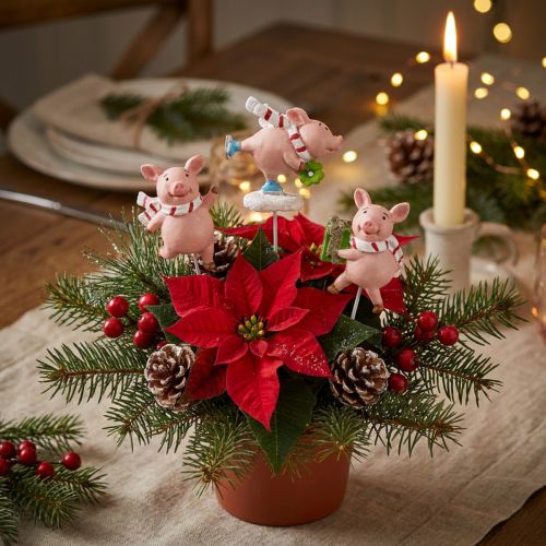 Artikel Deko Schwein Weihnachten Glücksschwein Blumenstecker 4St