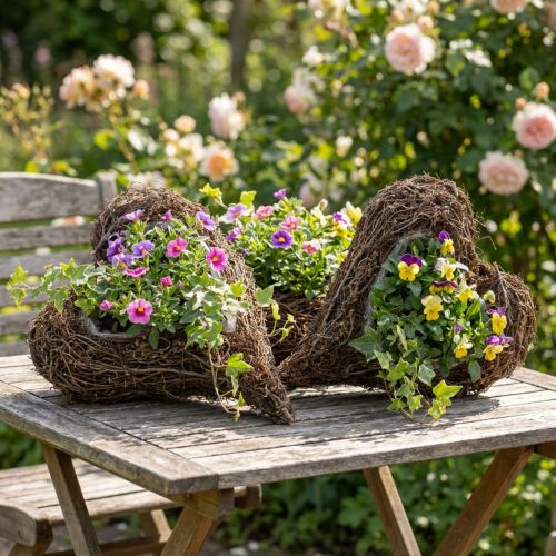 Rebe Pflanzherz Deko-Herz aus Holz und Draht, DIY Geschenkidee, Garten Tischdeko, Wanddeko Herzform, Set 3 Stück 30x20x6cm | Floristik24.de