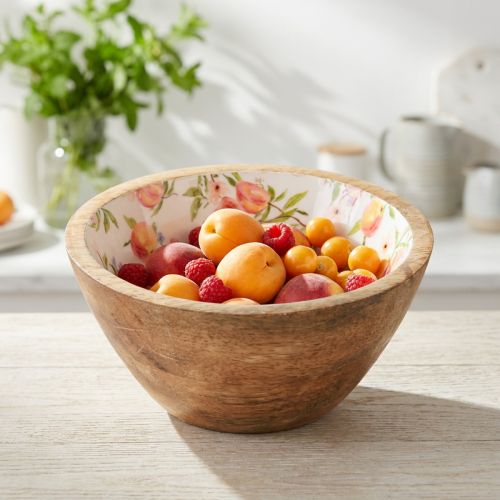 Mangoholz Deko Schale Ø12,5cm Pfirsich Motiv