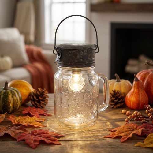 Deko-Trinkglas mit LED Lampe Ø8cm H16cm | Floristik24.de