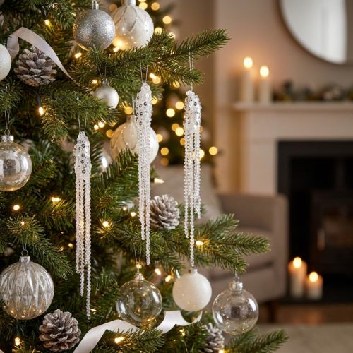 Christbaumschmuck Eiszapfen Deko Klar Silber 15cm 8St | Floristik24.de