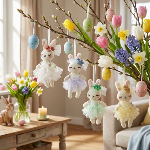 Osterhasen Deko Häsin Hasenmädchen Plüsch 12cm 5 St | Floristik24.de