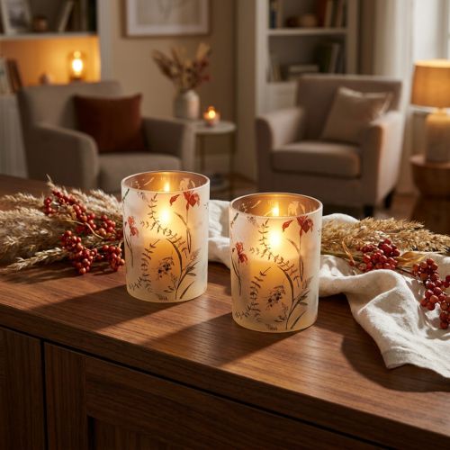Artikel Elegantes Windlicht mit floralem Motiv für harmonische Raumgestaltung 12,5cm 2St
