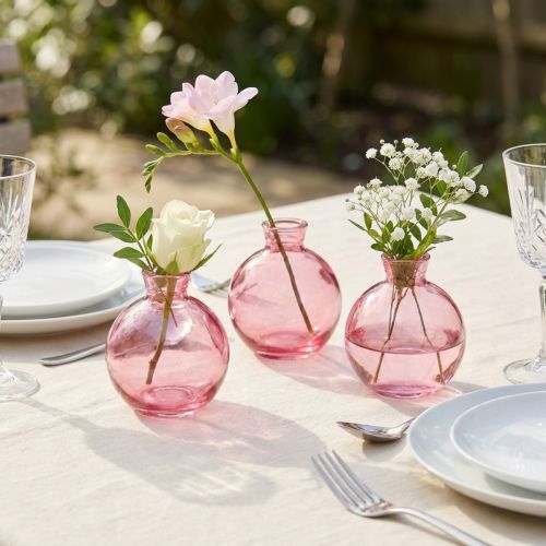 Glasvasen Bauchig Rosa Retro Minivasen Ø7,5cm H9cm 6 St | Floristik24.de