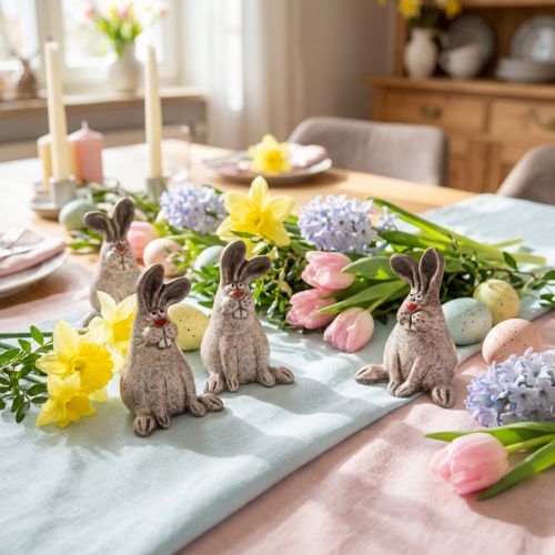 Artikel Osterhase Keramik Lustiges Deko Kaninchen Braun H7cm 6 St