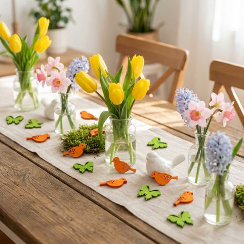 Deko Vogel und Schmetterling Holz Streudeko bunt 2cm 144 St | Floristik24.de